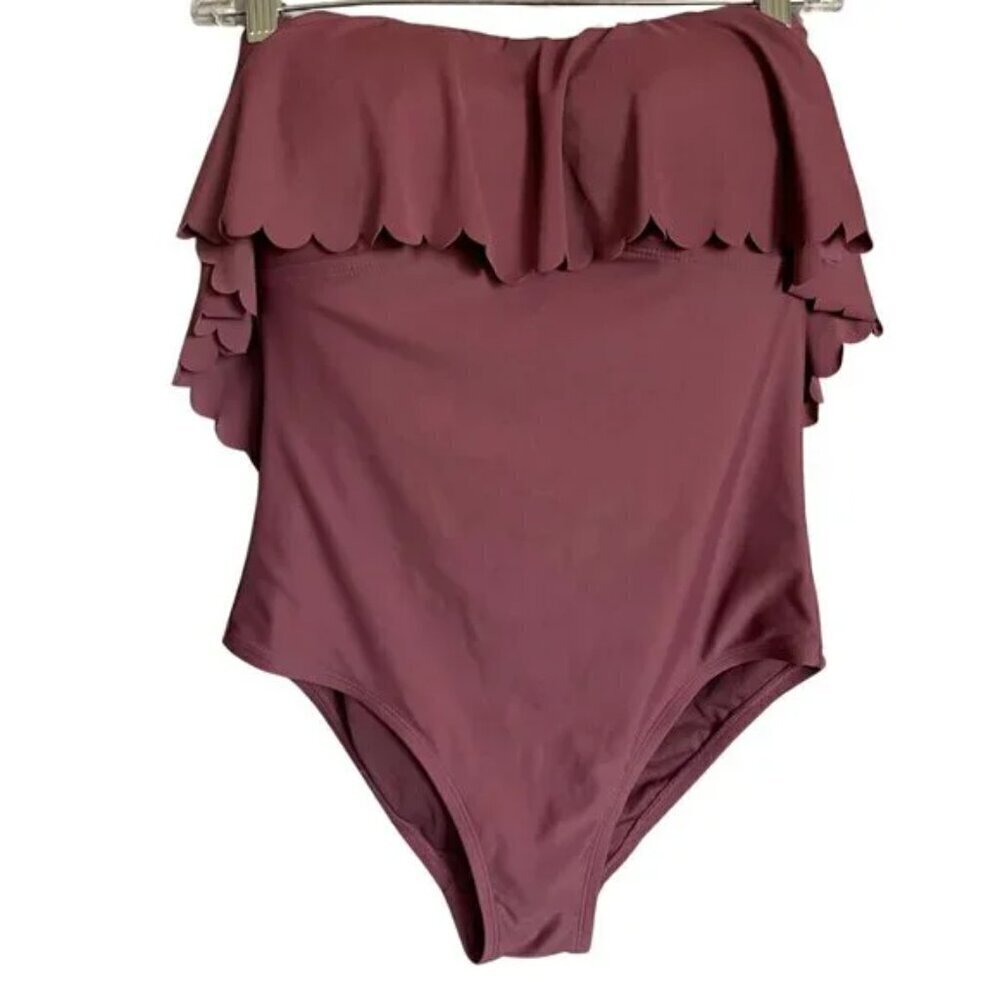 Kona Sol Flounce One Piece Swimsuit in Pink Mulberry Size M - Picture 3 of 9